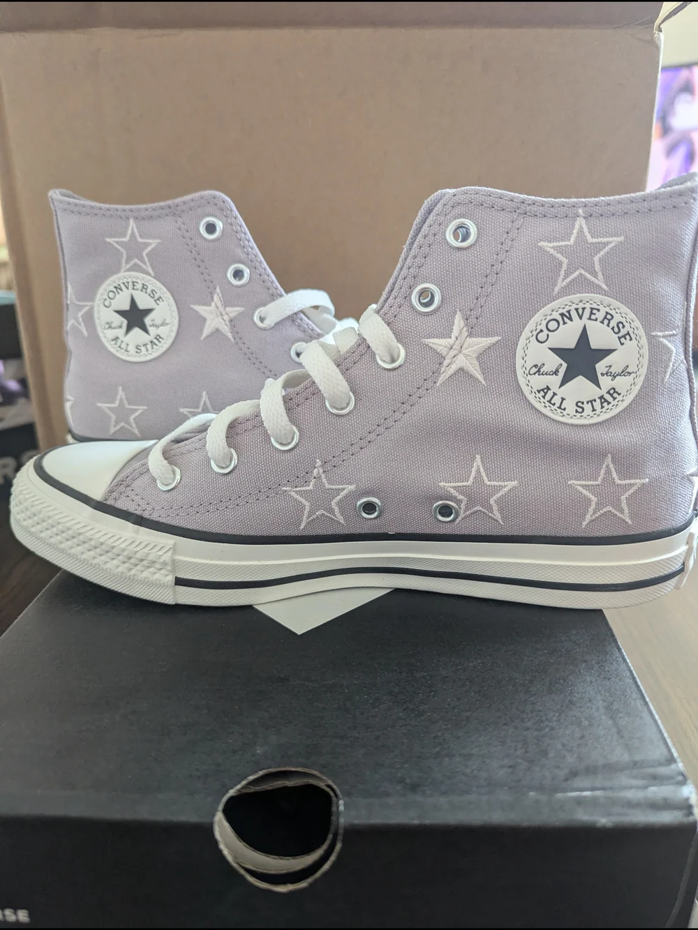 Converse Kids' Chuck Taylor All Star High Top Sneakers - Lavender Stars